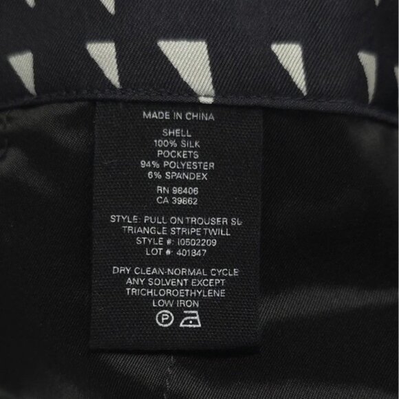 NWOT THEORY 100% SILK Triangle Stripe Twill Cropped Pull On Trousers Pants Sz 6 - Picture 16 of 16